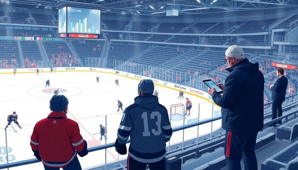 Сравнение стилей Графика-плей-метод в хоккее - иллюстрация