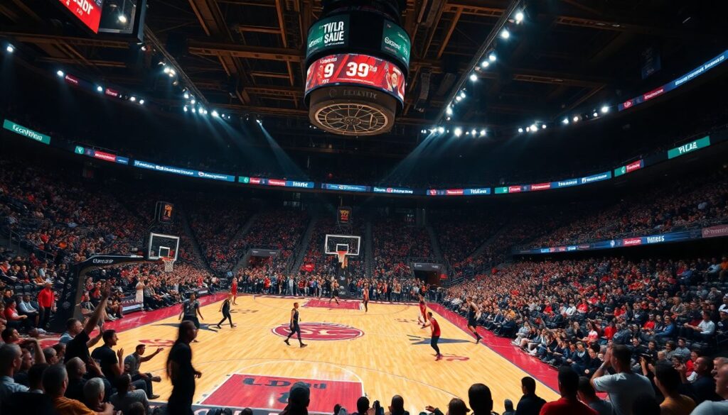 Баскетбол и музыка на арене: влияние настроения на игру - иллюстрация